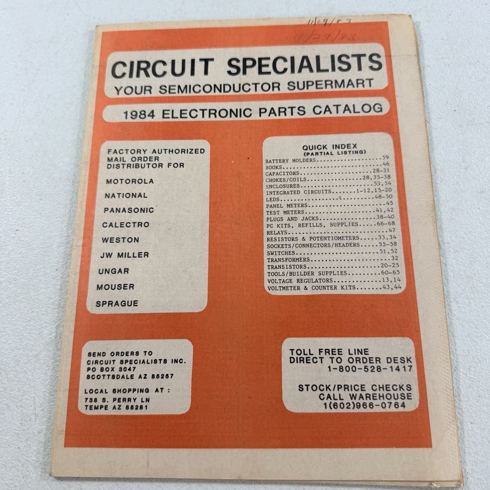 Vintage‎ Circuit Specialists Catalog 1984 Electronic Parts